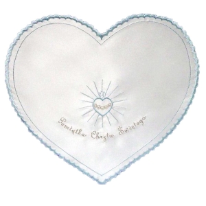 Szatka do Chrztu Świętego - serce z haftem 15 niebieska