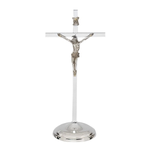 Krzyż stojący nowoczesny niklowany 26 cm