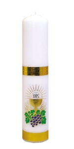 ŚWIECA OŁTARZOWA KOMUNIJNA kielich z winogronami