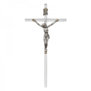 Krzyż mosiężny niklowany 13,5 cm