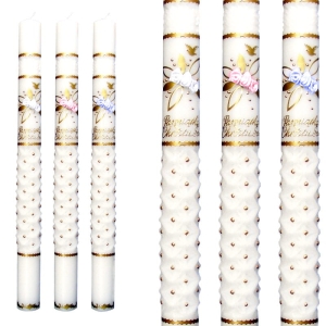 Świeca do Chrztu Świętego zdobiona, złota 5602