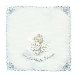 Szatka do Chrztu Świętego - kwadratowa z haftem 66 niebieska