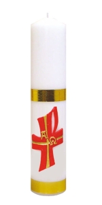 ŚWIECA OŁTARZOWA EUCHARYSTYCZNA Z APLIKACJĄ WOSKOWĄ