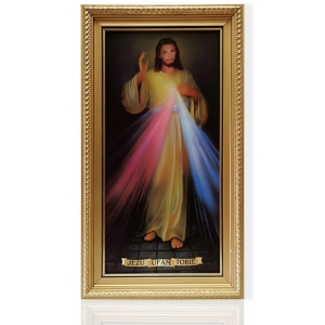 Obrazek Jezu Ufam Tobie w złoconej ramce