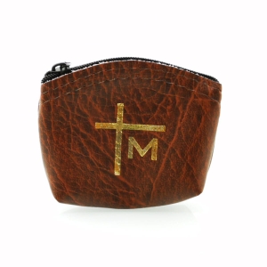 Etui na rózaniec suwak, grube - brązowe