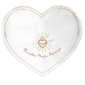 Szatka do Chrztu Świetego - serce z haftem 15 złota