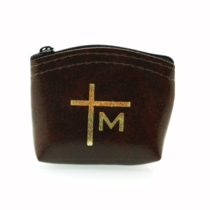 Etui na rózaniec suwak, grube - ciemno-brązowe