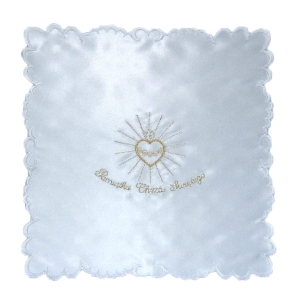 Szatka do Chrztu Świętego - kwadratowa z haftem 12 złota