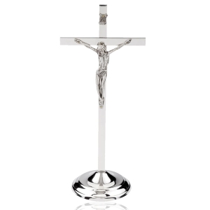 Krzyż stojący nowoczesny niklowany 30 cm